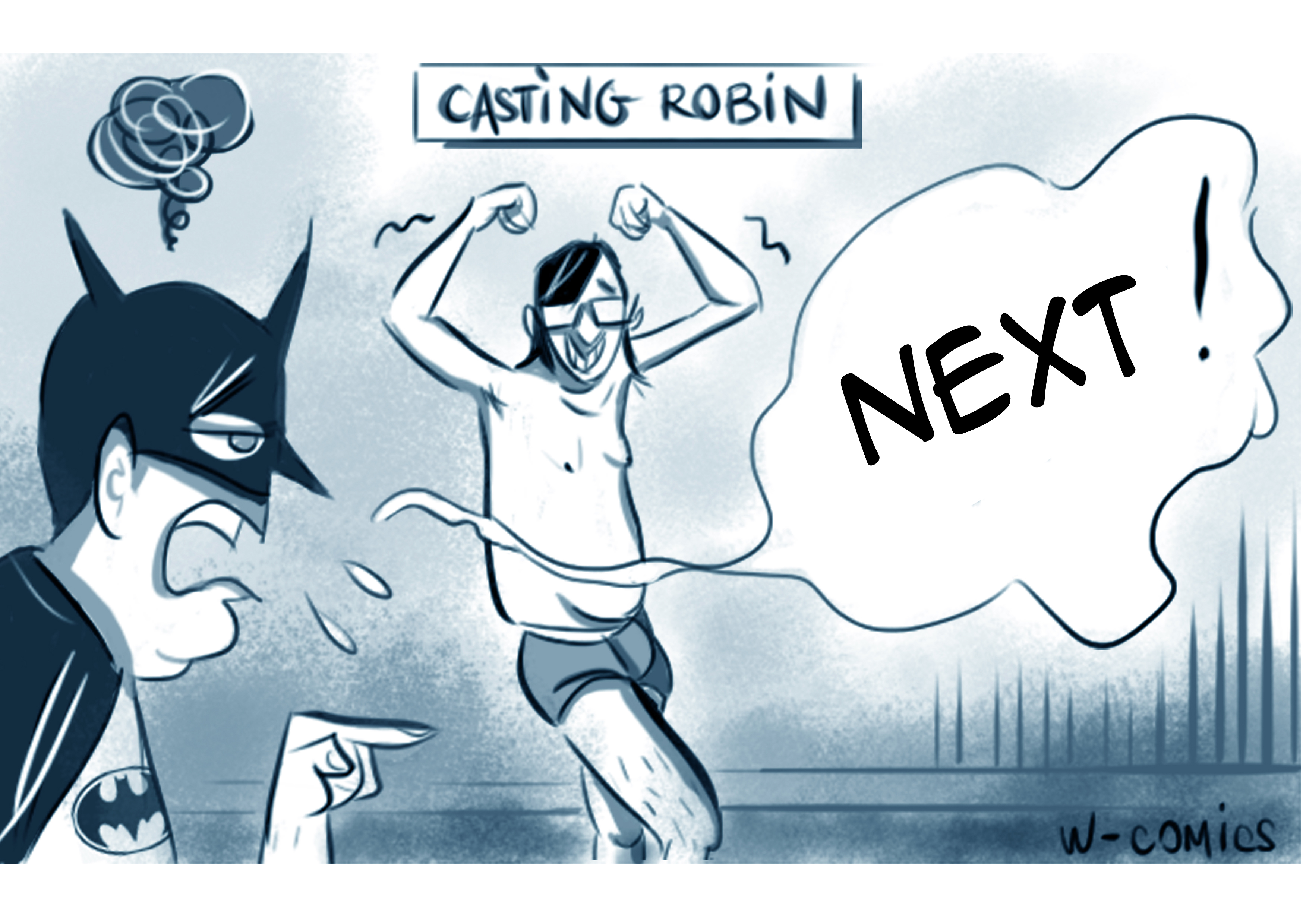 ROBIN CASTING illustration sketch w comics batman parody